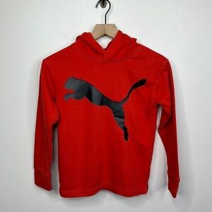 Puma Youth Size Small Red Black Pullover Fleece Hoodie